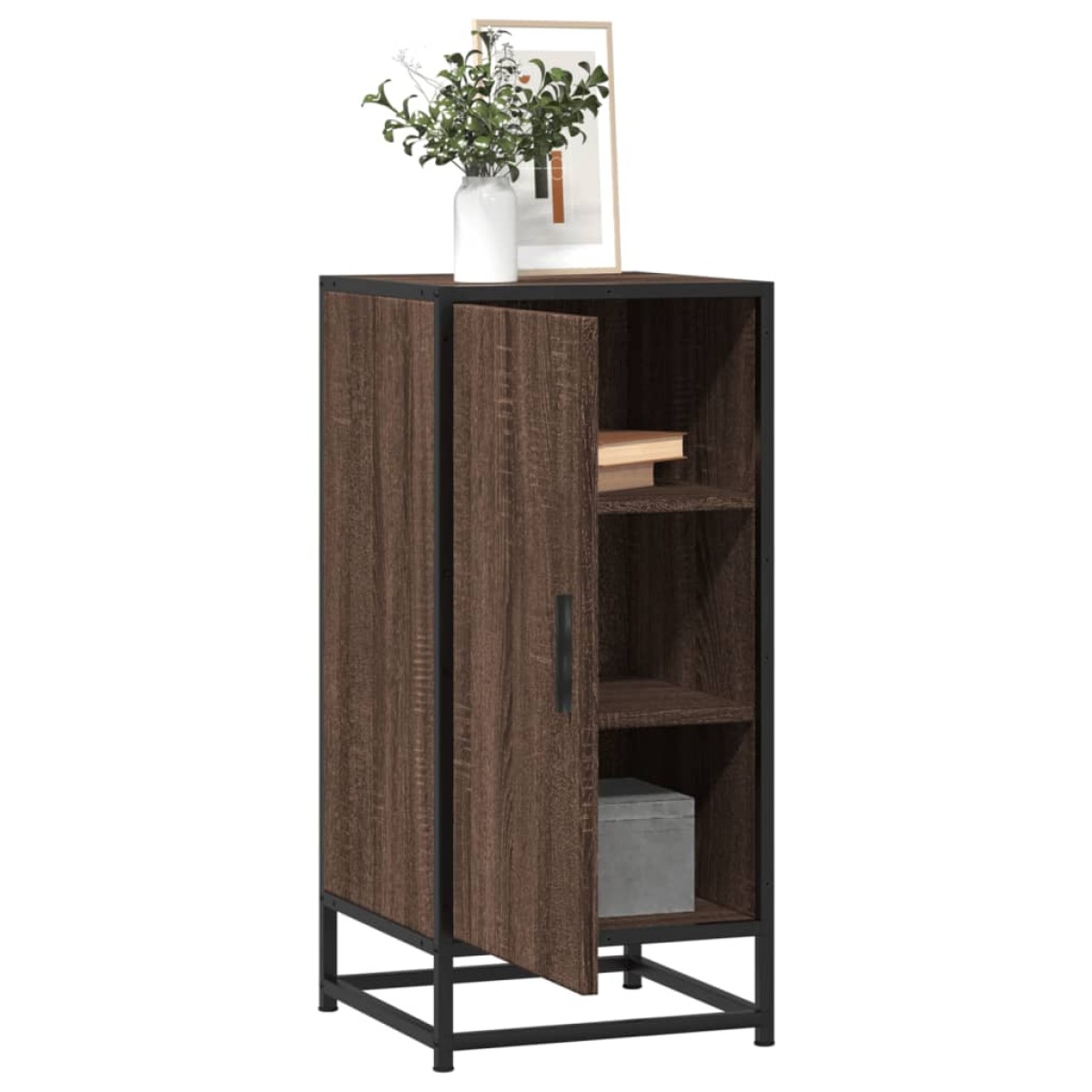 vidaXL Ραφιέρα Καφέ Δρυς 35,5x35x76 εκ. Επεξ. Ξύλο + Μέταλλο