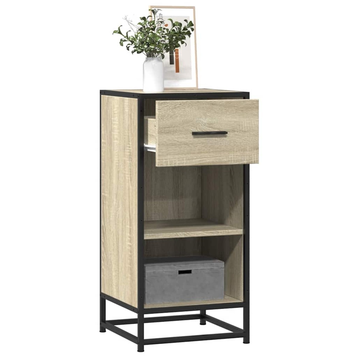 vidaXL Συρταριέρα Sonoma Δρυς 35,5x35x76 εκ. Επεξ. Ξύλο + Μέταλλο