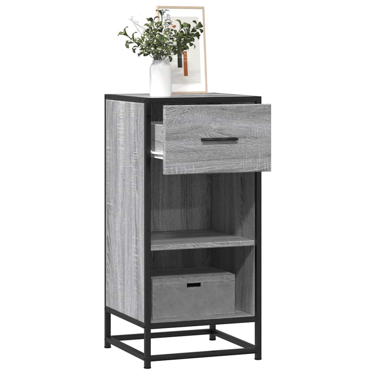 vidaXL Ραφιέρα Γκρι Sonoma 35,5x35x76 εκ. Επεξ. Ξύλο + Μέταλλο