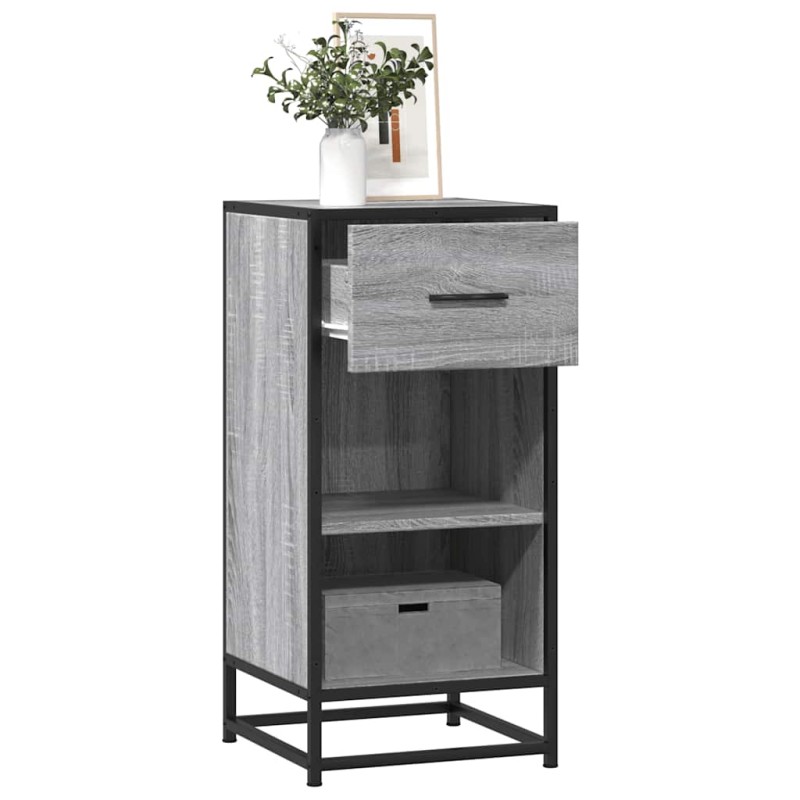 vidaXL Ραφιέρα Γκρι Sonoma 35,5x35x76 εκ. Επεξ. Ξύλο + Μέταλλο