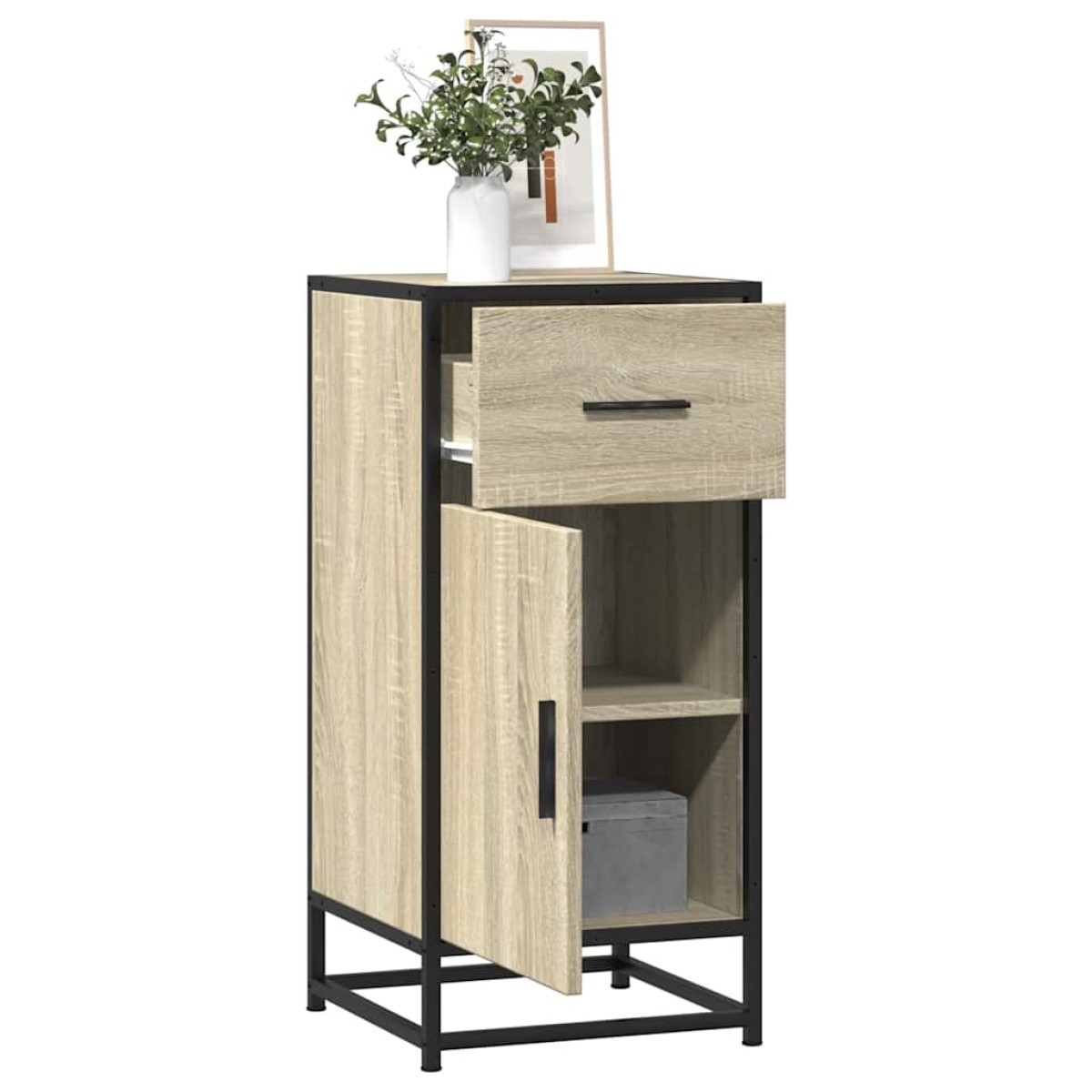 vidaXL Συρταριέρα Sonoma Δρυς 35,5x35x76 εκ. Επεξ. Ξύλο + Μέταλλο