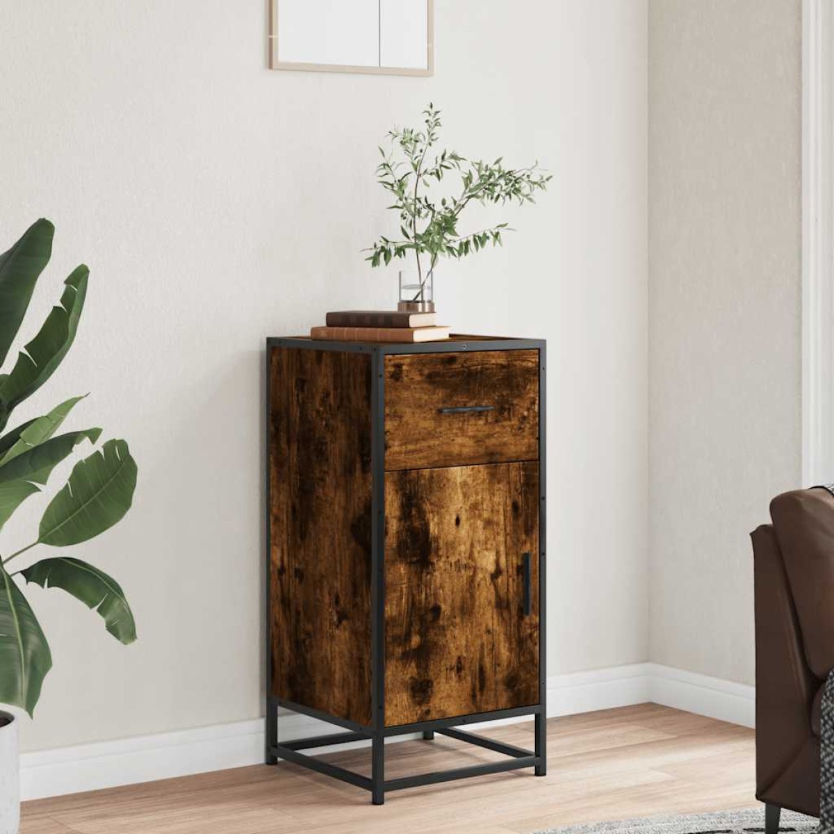 vidaXL Ραφιέρα Καπνιστή Δρυς 35,5x35x76 εκ. Επεξ. Ξύλο + Μέταλλο