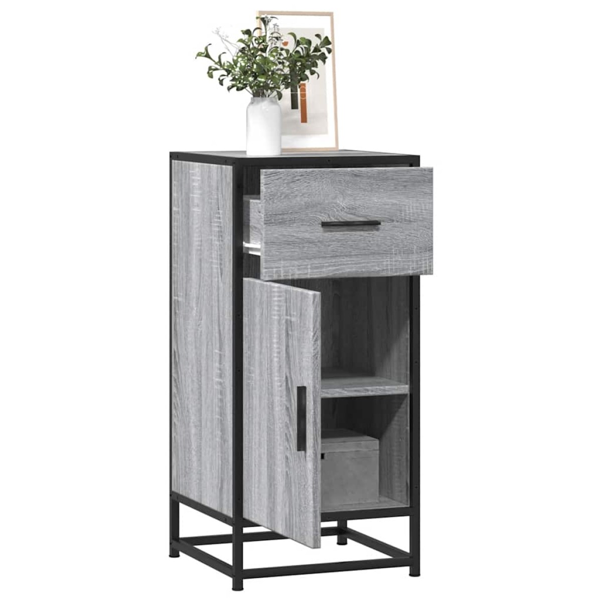vidaXL Ραφιέρα Γκρι Sonoma 35,5x35x76 εκ. Επεξ. Ξύλο + Μέταλλο