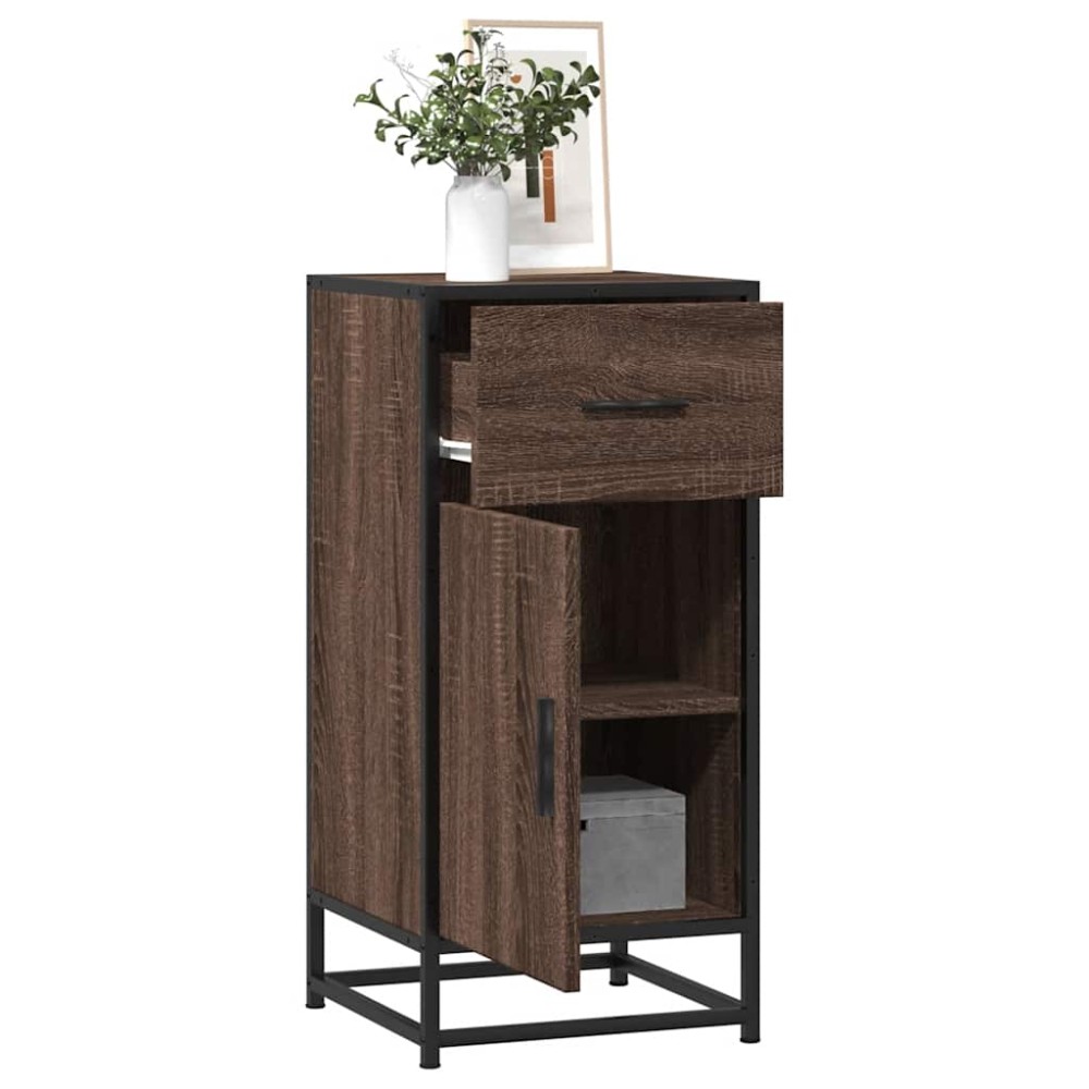 vidaXL Ραφιέρα Καφέ Δρυς 35,5x35x76 εκ. Επεξ. Ξύλο + Μέταλλο