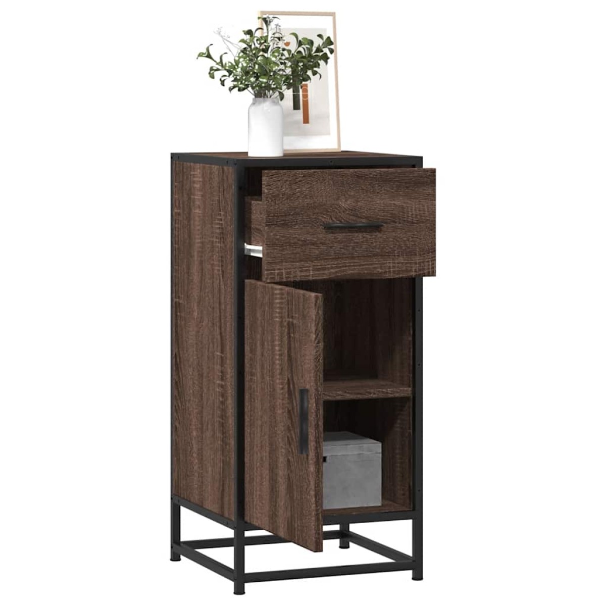 vidaXL Ραφιέρα Καφέ Δρυς 35,5x35x76 εκ. Επεξ. Ξύλο + Μέταλλο