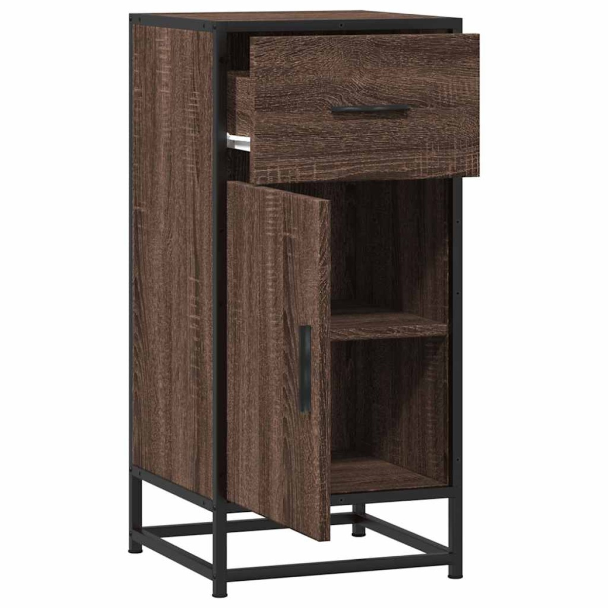 vidaXL Ραφιέρα Καφέ Δρυς 35,5x35x76 εκ. Επεξ. Ξύλο + Μέταλλο