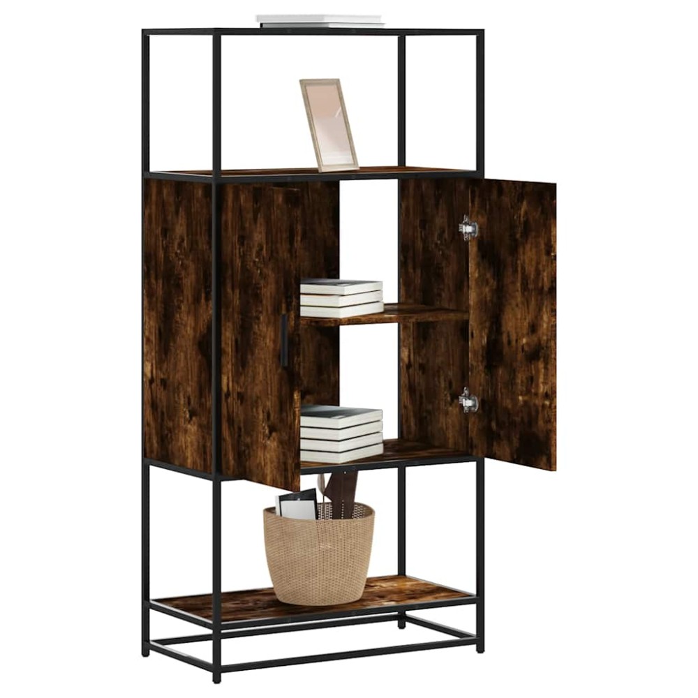 vidaXL Highboard Καπνιστή δρυς 68x35x139 cm Κατασκευασμένο ξύλο