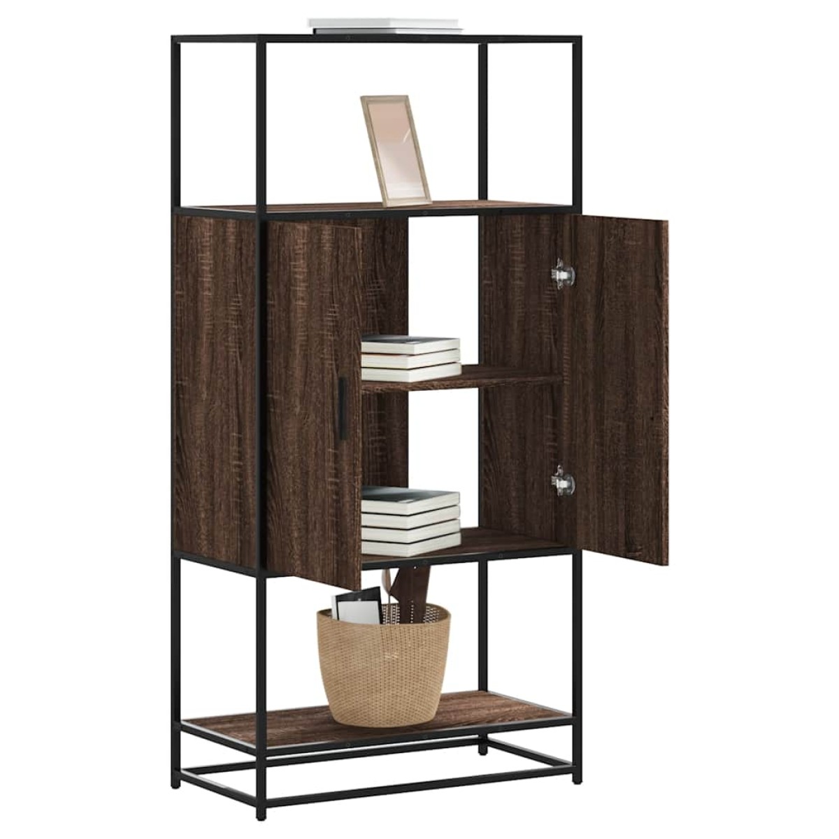 vidaXL Highboard καφέ δρυς Κατασκευασμένο ξύλο και μέταλλο
