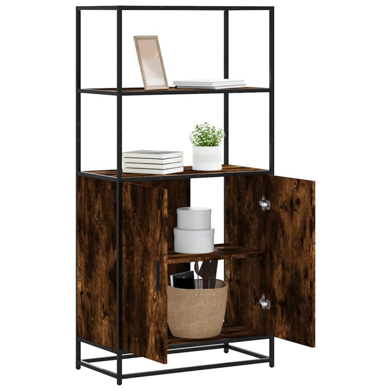 vidaXL Highboard Καπνιστή δρυς 68x35x139 cm Κατασκευασμένο ξύλο