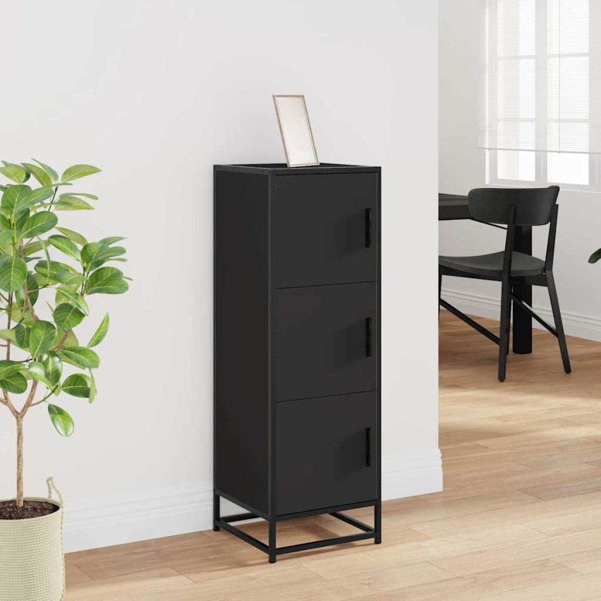 vidaXL Ντουλάπι Μαύρο από 35,5x35x106,5 cm Επεξεργασμένο Ξύλο μέταλλο