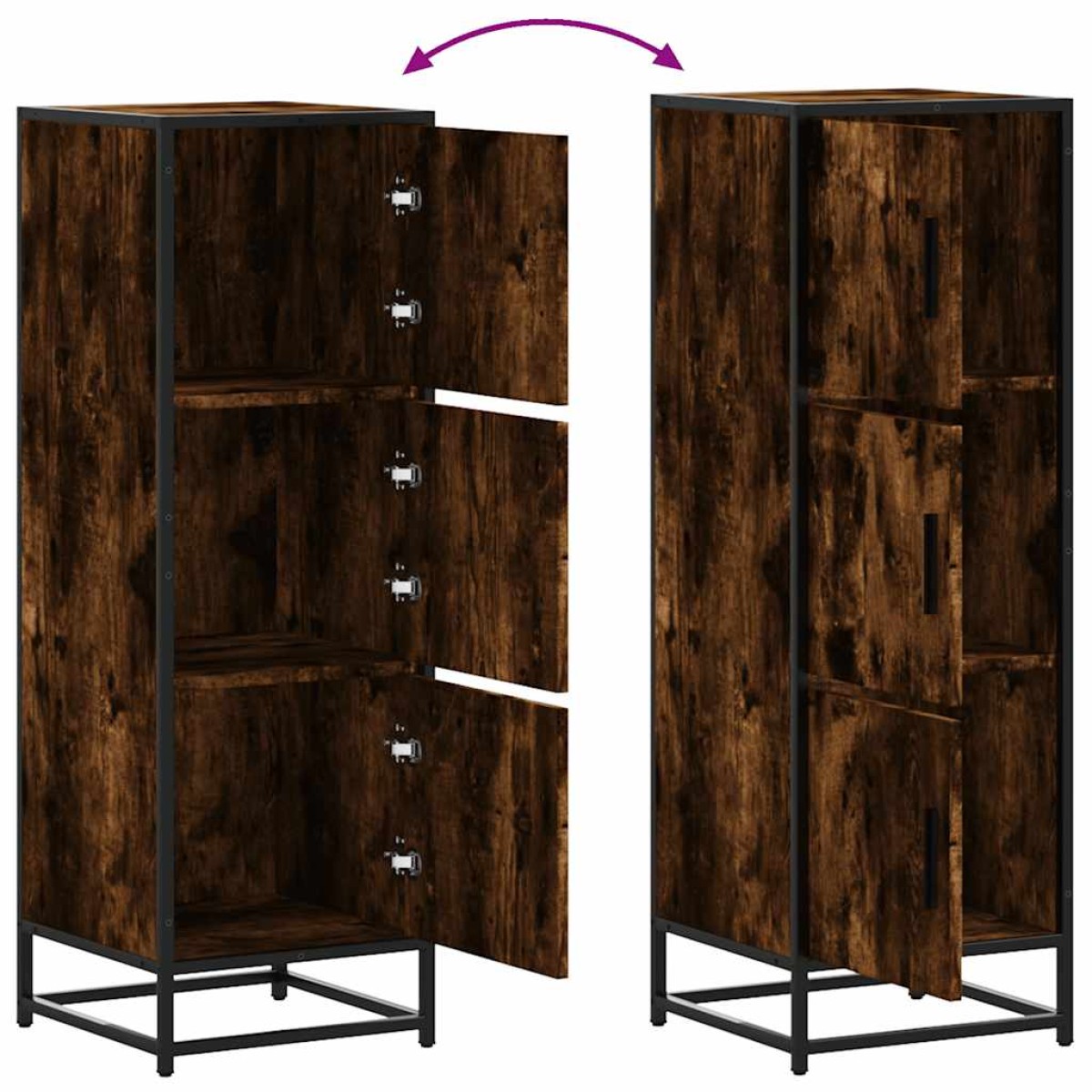 vidaXL Highboard Καπνιστή δρυς 35,5x35x106,5 cm Κατασκευασμένο ξύλο