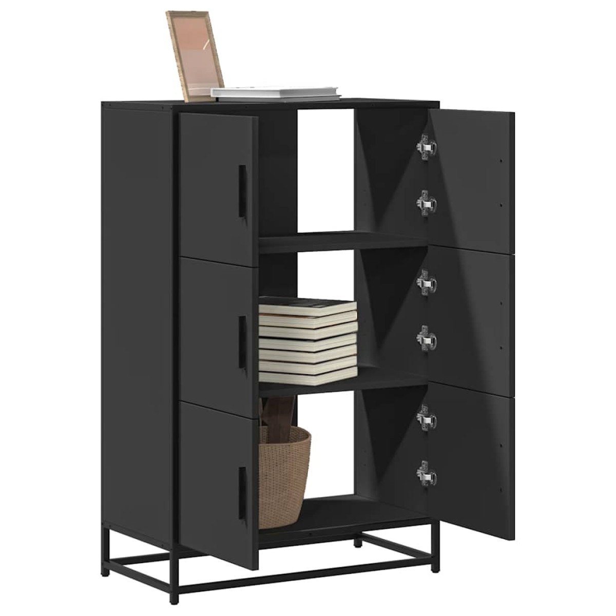 vidaXL Ντουλάπι Μαύρο από 68x35x106,5 cm Επεξεργασμένο Ξύλο μέταλλο