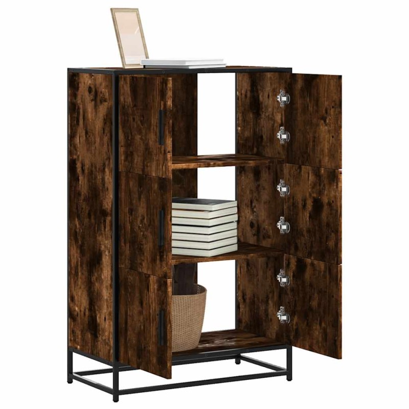 vidaXL Highboard Καπνιστή δρυς 68x35x106,5 cm Κατασκευασμένο ξύλο