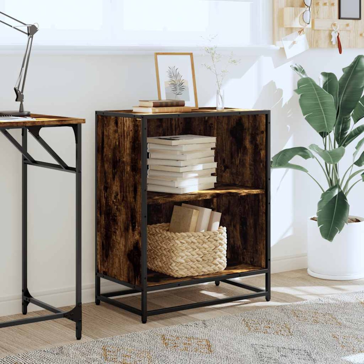 vidaXL Ντουλάπι βιβλίων καπνιστή δρυς 60x35x76 cm Κατασκευασμένο ξύλο