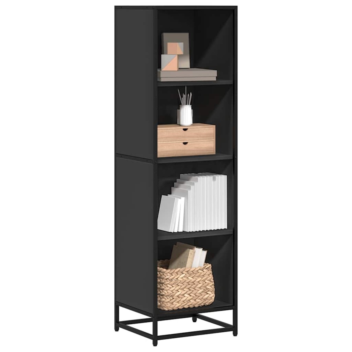 vidaXL Βιβλιοθήκη με 5 Ράφια Μαύρη 40x35x139 εκ. Επεξεργασμένο Ξύλο