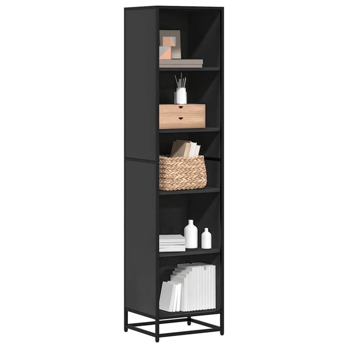 vidaXL Βιβλιοθήκη Μαύρη 40x35x170,5 εκ. από Μοριοσανίδα
