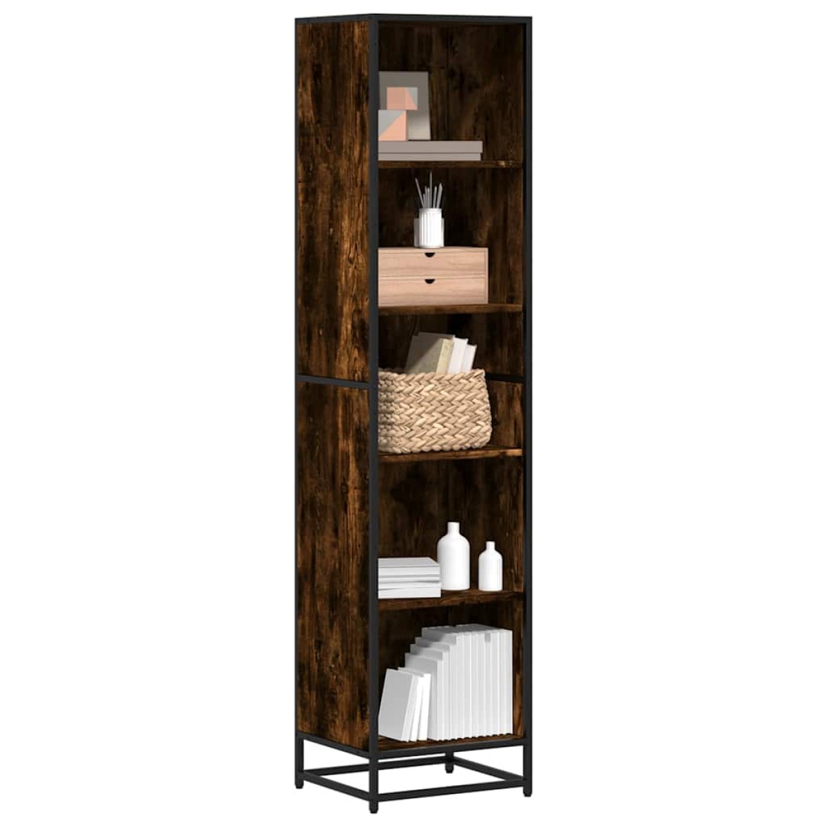 vidaXL Βιβλιοθήκη Καπνιστή Δρυς 40x35x170,5 εκ. από Επεξεργασμένο Ξύλο
