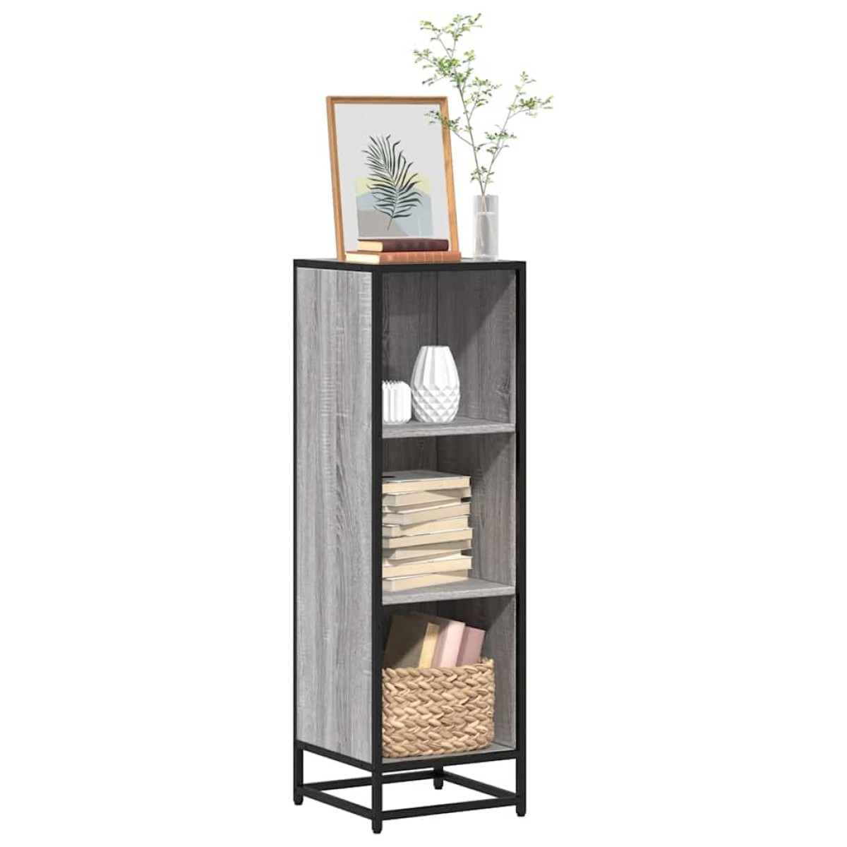 vidaXL Βιβλιοθήκη Γκρι sonoma 33,5x33x107,5 εκ. Επεξεργασμένο Ξύλο