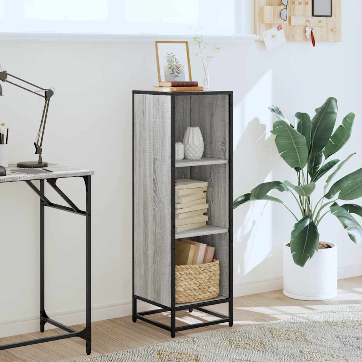 vidaXL Βιβλιοθήκη Γκρι sonoma 33,5x33x107,5 εκ. Επεξεργασμένο Ξύλο