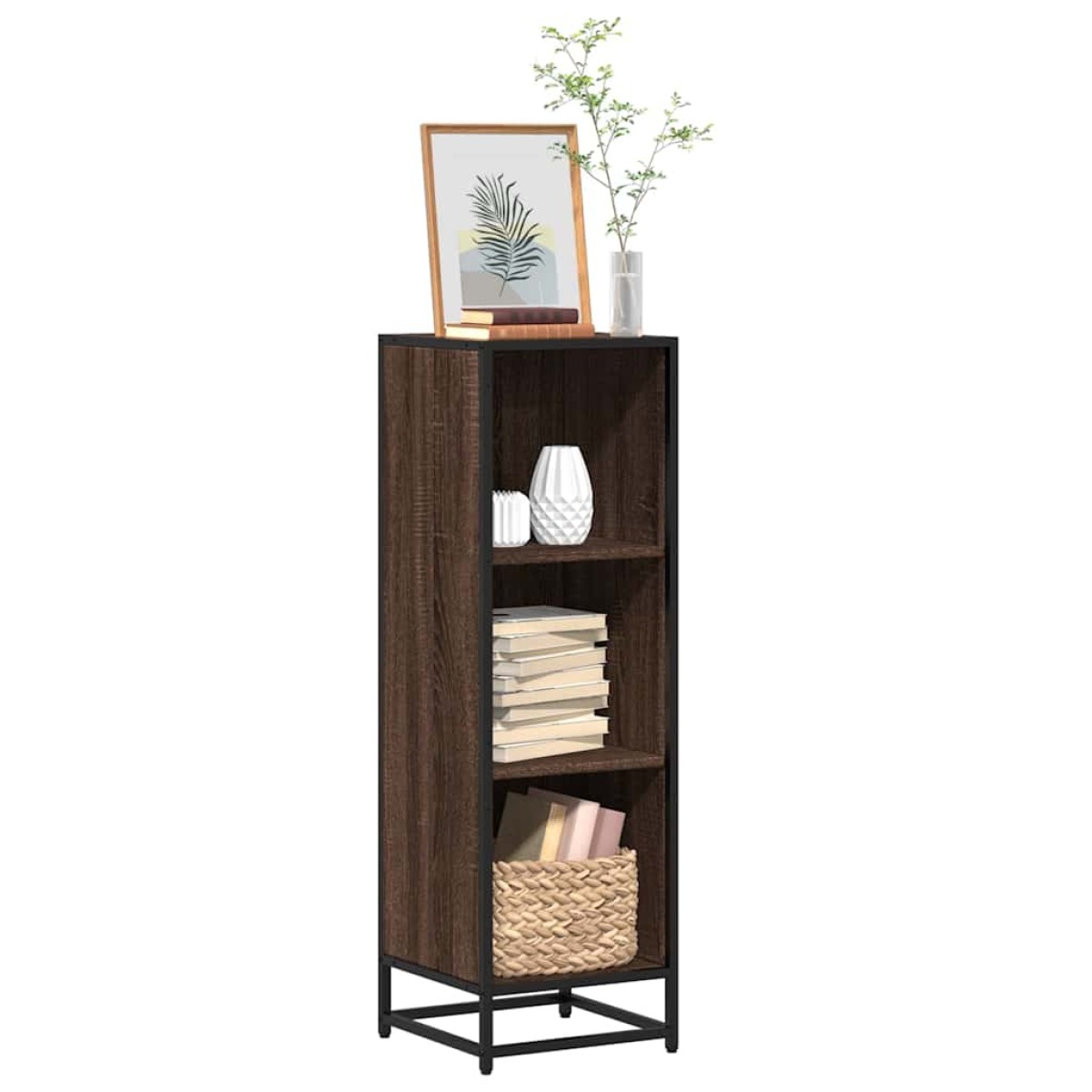 vidaXL Βιβλιοθήκη Καφέ Δρυς 33,5x33x107,5 εκ. από Επεξεργασμένο Ξύλο