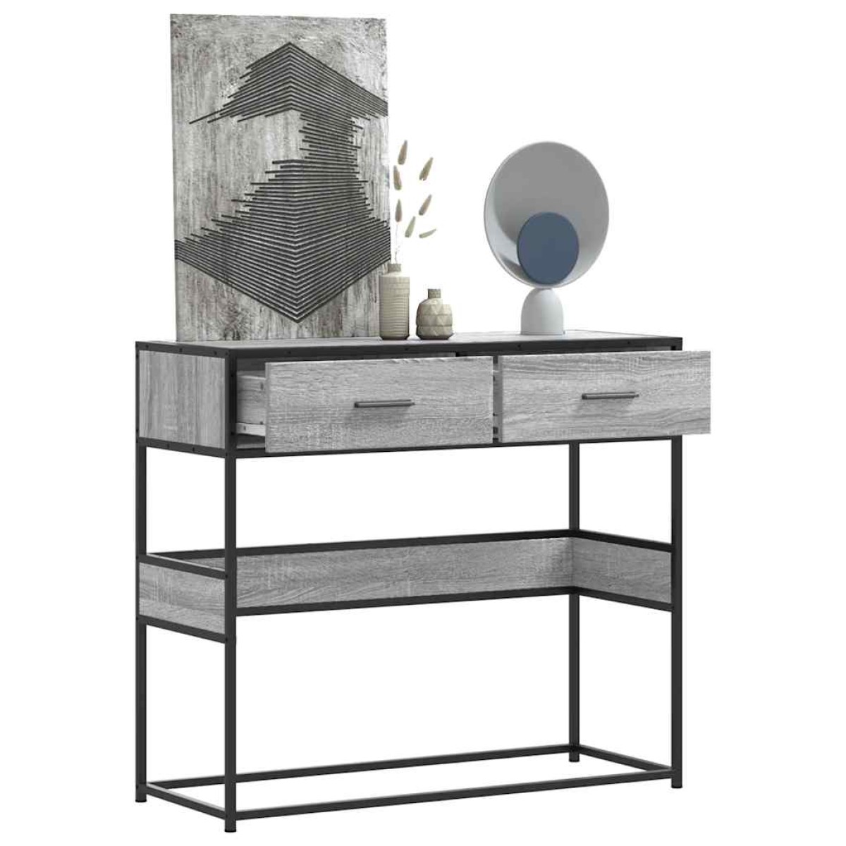 vidaXL Τραπέζι κονσόλας Γκρίζο Σονόμα 90x35x80 cm Ξύλινη κατασκευή