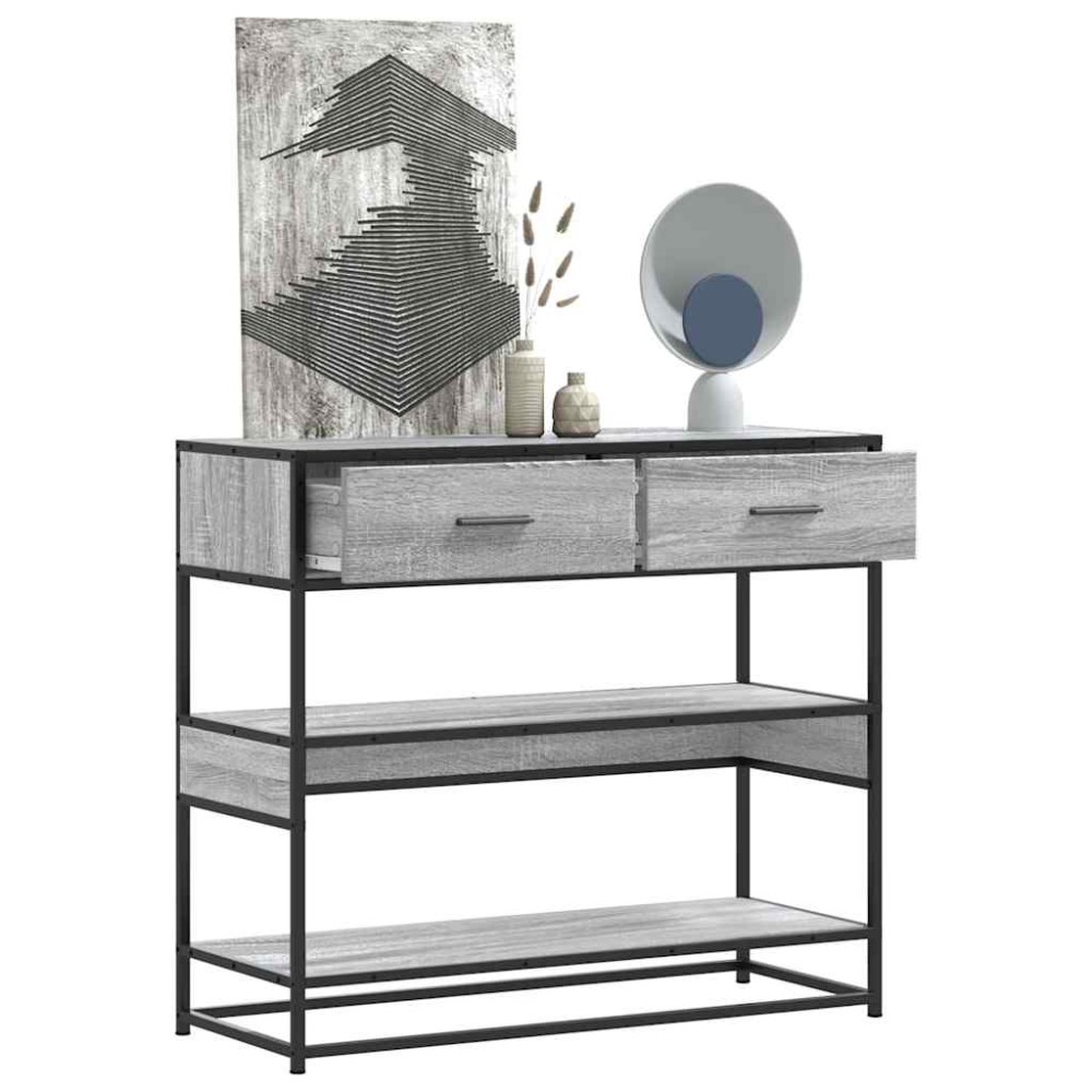 vidaXL Τραπέζι κονσόλας Γκρίζο Σονόμα 90x35x80 cm Ξύλινη κατασκευή