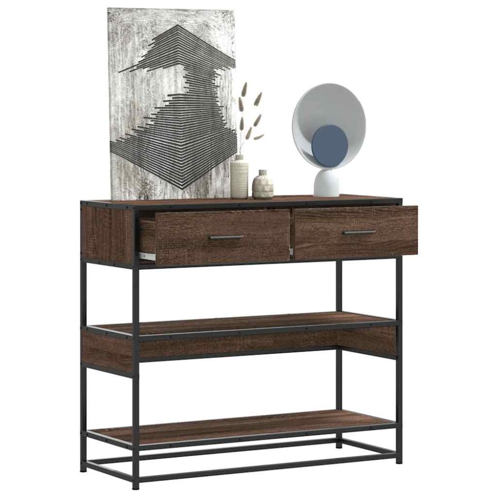 vidaXL Τραπέζι Κονσόλα Καφέ Δρυς 90x35x80 εκ. Επεξεργασμένο Ξύλο