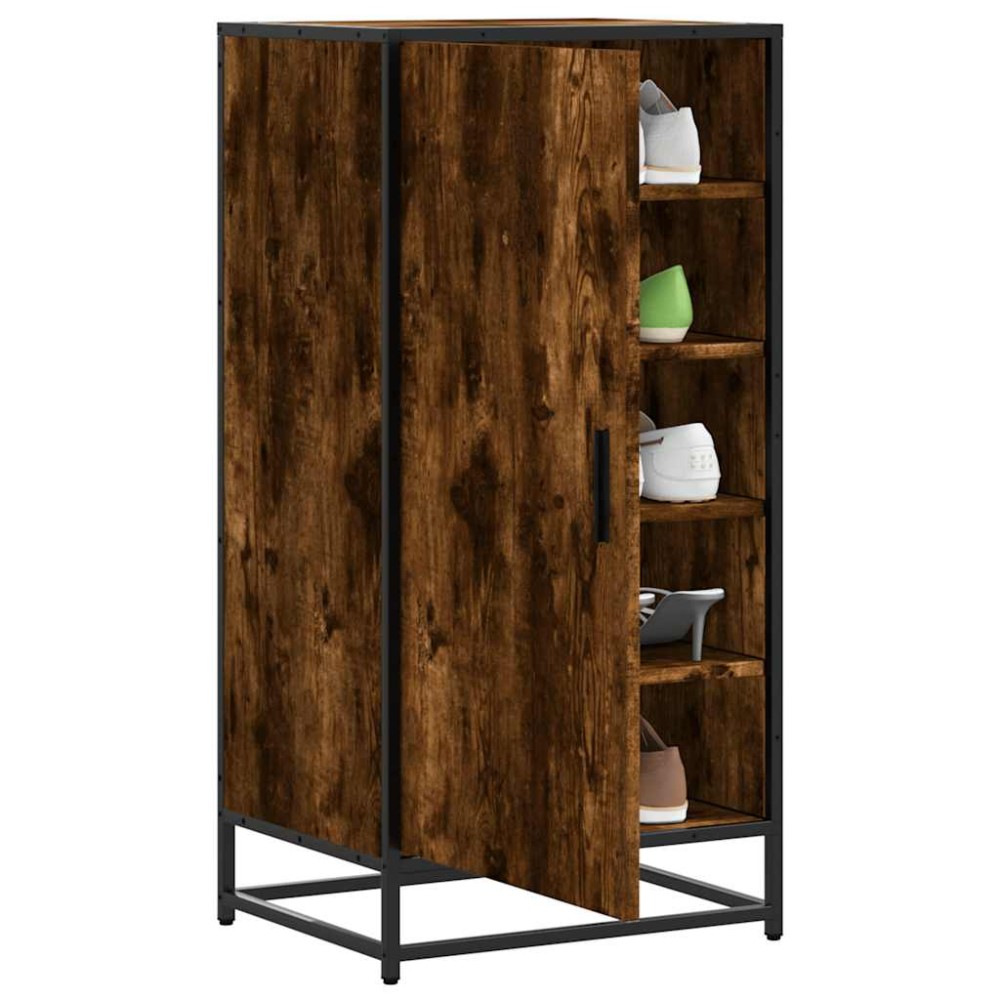 vidaXL Παπουτσοθήκη Καπνιστή Δρυς 48x38x97,5 εκ. Επεξεργασμένο Ξύλο