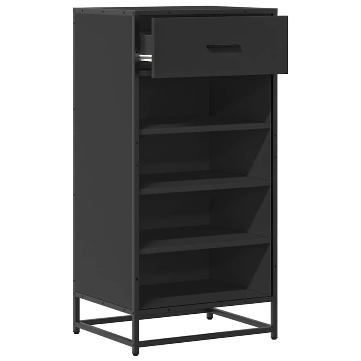 vidaXL Παπουτσοθήκη Μαύρο 48x38x97,5 εκ. από Επεξεργασμένο Ξύλο