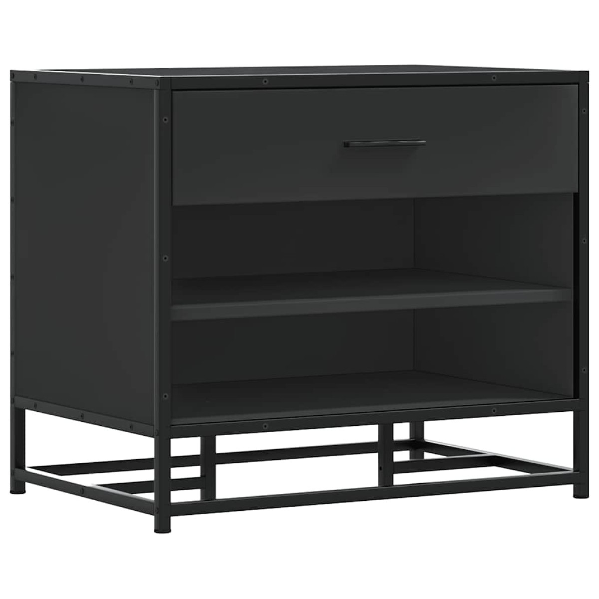 vidaXL Παπουτσοθήκη Μαύρη 60x40x53,5εκ. από Επεξεργασμένο Ξύλο μέταλλο