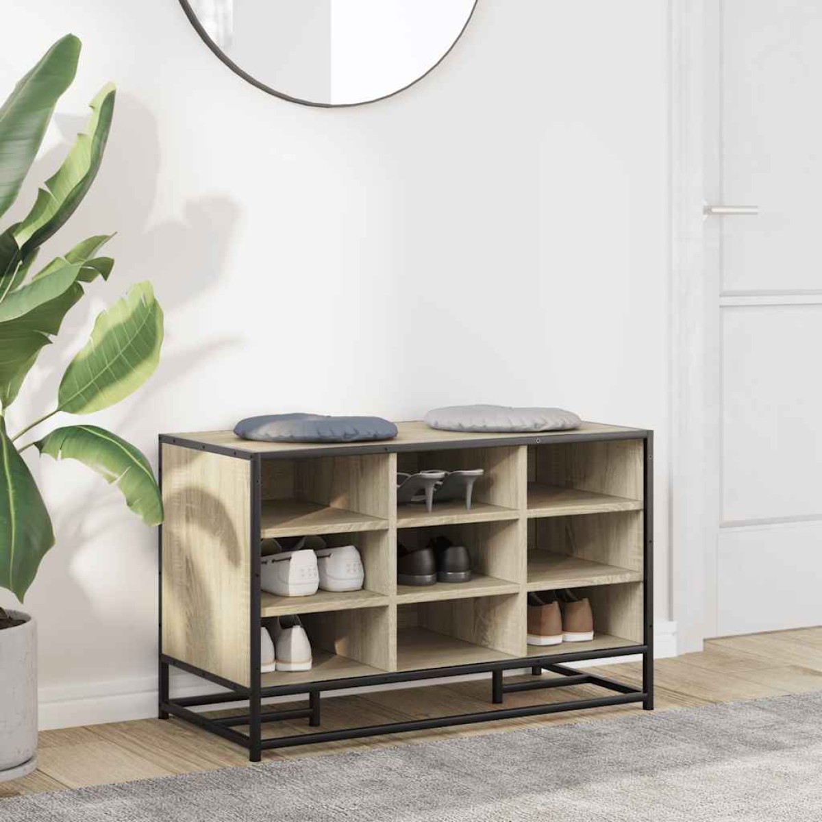 Πάγκος παπουτσιών vidaXL Sonoma Oak 84x40x53,5 cm