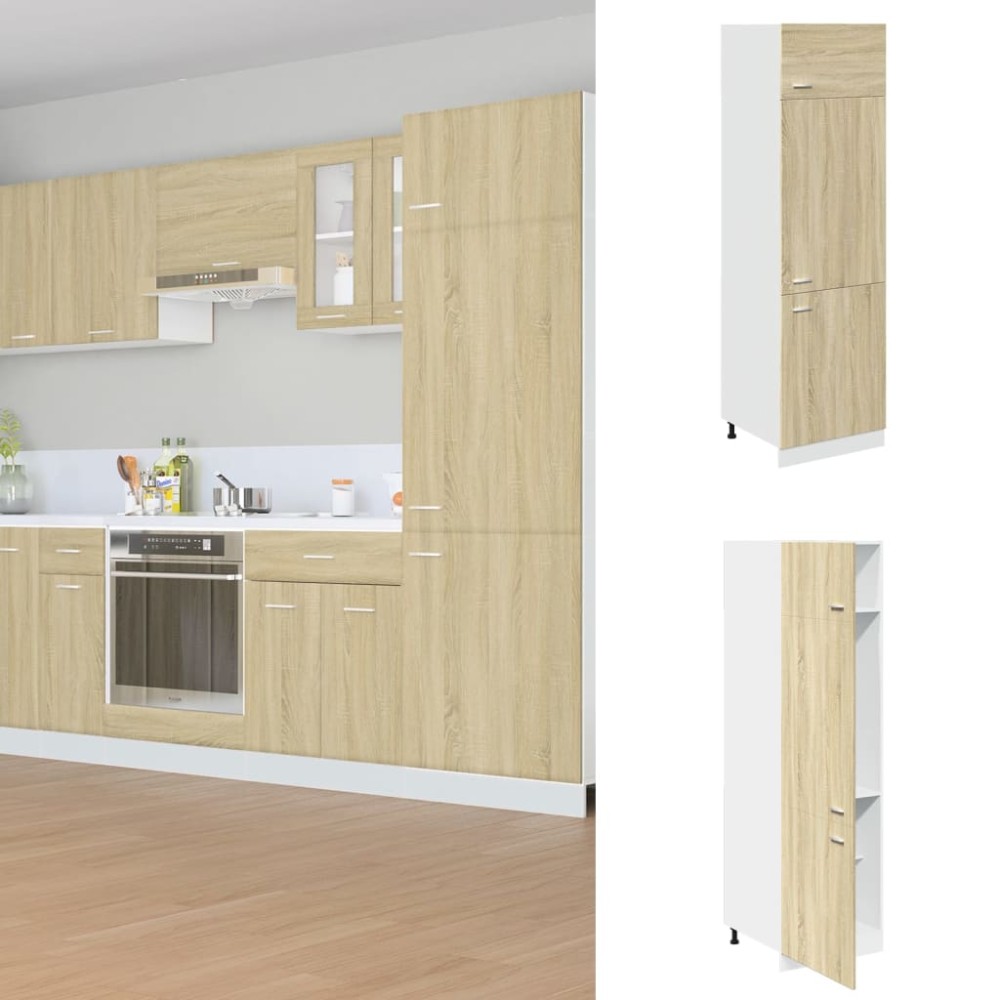 vidaXL Ντουλάπι Ψυγείου "Lyon" Sonoma Δρυς 60x57x207 εκ. από Τεχνητό Ξύλο