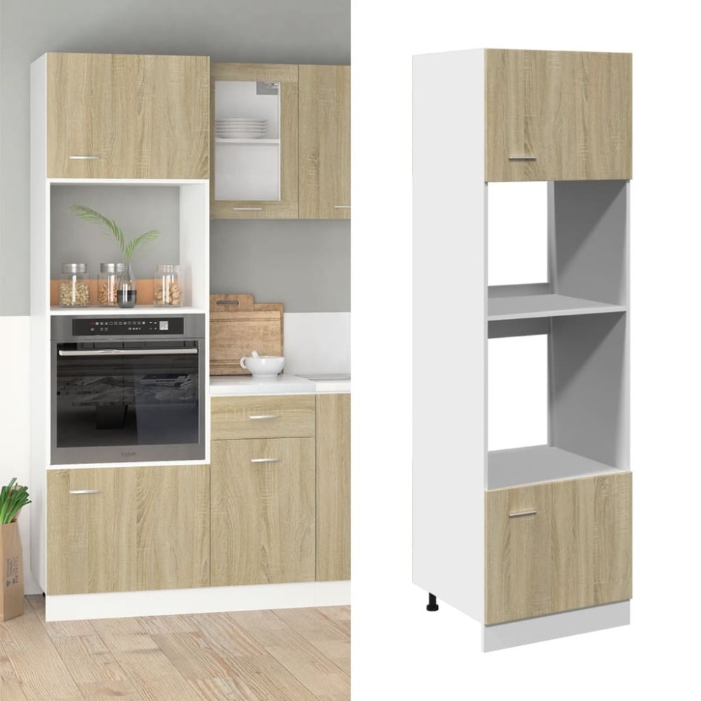 vidaXL Ντουλάπι Μικροκυμάτων "Lyon" Ξύλο Sonoma Δρυς 60x57x207 εκ. από Τεχνητό Ξύλο