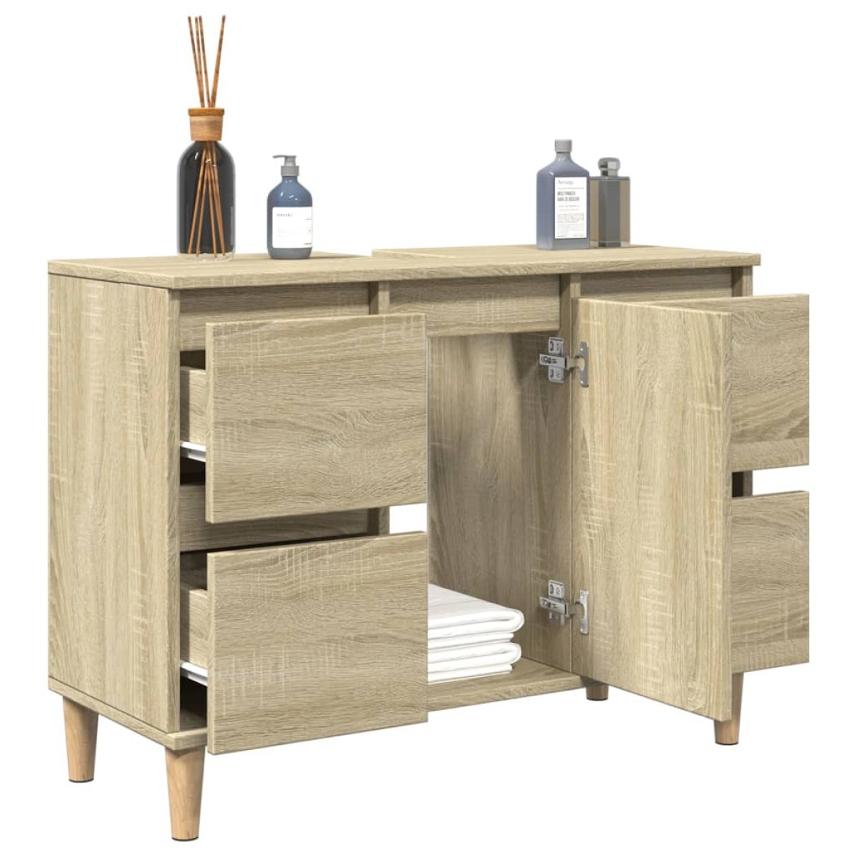 vidaXL Ντουλάπι Νιπτήρα Sonoma Δρυς 80x33x60 εκ. Επεξεργασμένο Ξύλο
