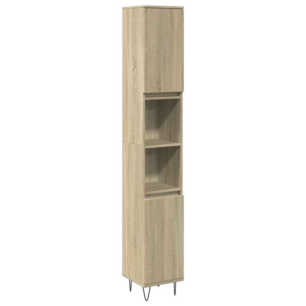 vidaXL Ντουλάπι Μπάνιου Sonoma Δρυς 30x30x190 εκ. Επεξεργασμένο Ξύλο