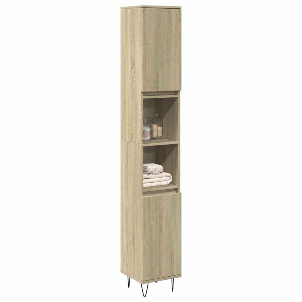 vidaXL Ντουλάπι Μπάνιου Sonoma Δρυς 30x30x190 εκ. Επεξεργασμένο Ξύλο