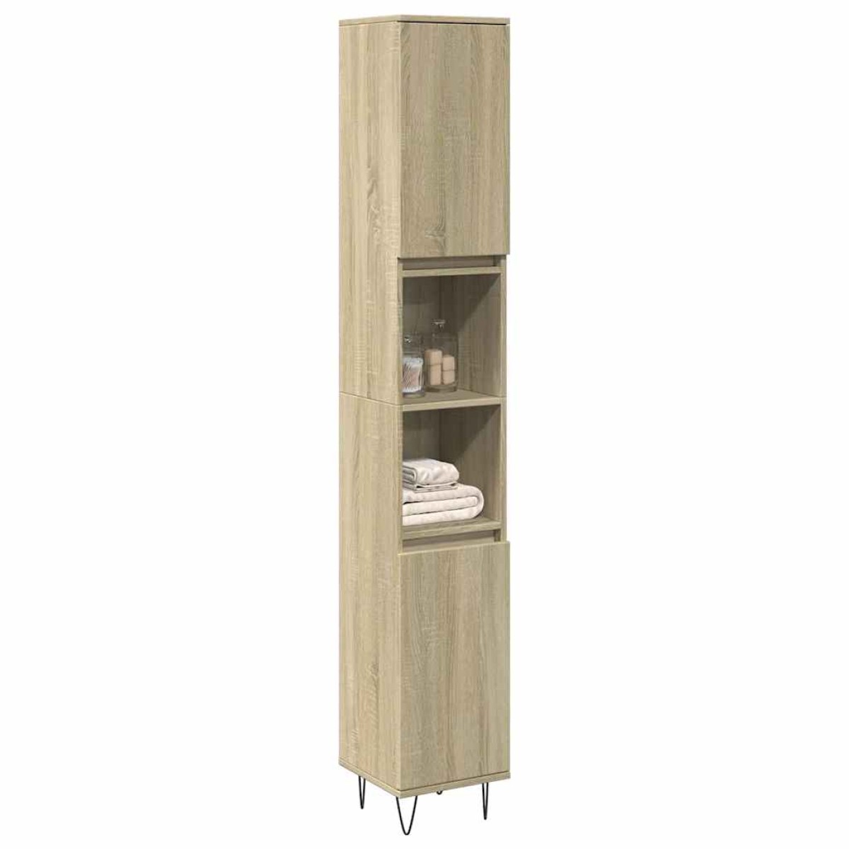 vidaXL Ντουλάπι Μπάνιου Sonoma Δρυς 30x30x190 εκ. Επεξεργασμένο Ξύλο