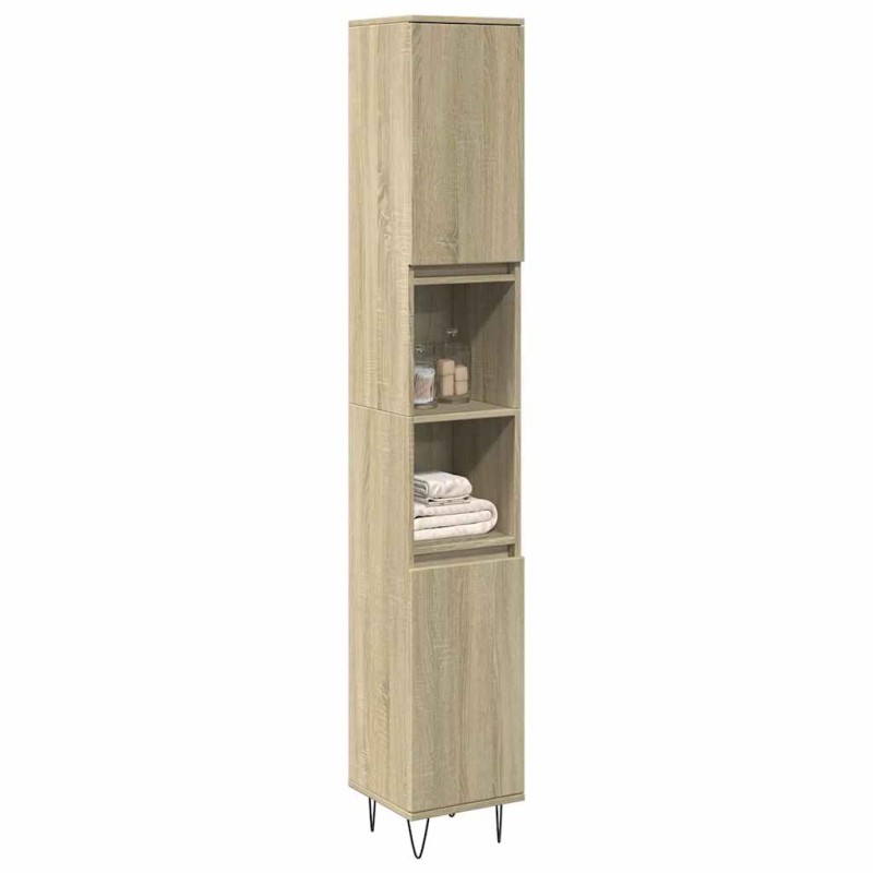 vidaXL Ντουλάπι Μπάνιου Sonoma Δρυς 30x30x190 εκ. Επεξεργασμένο Ξύλο