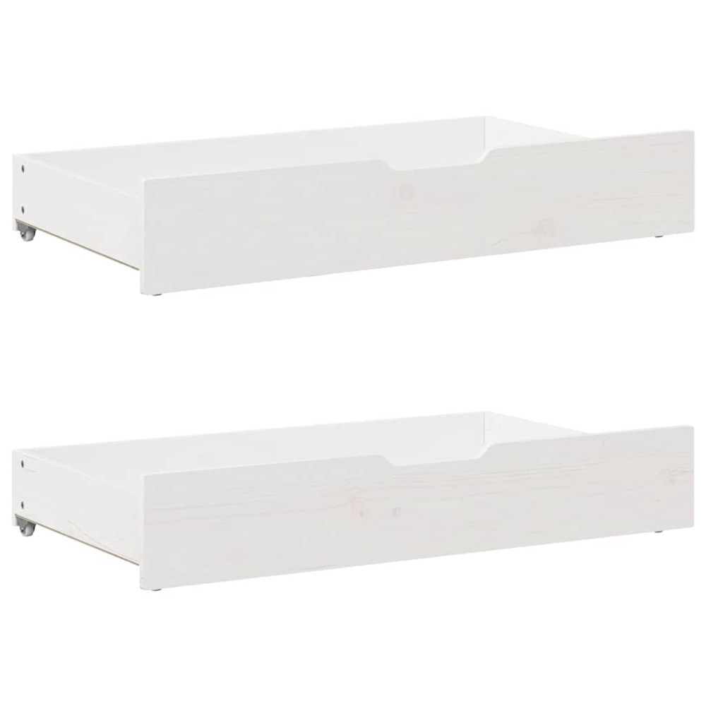 vidaXL Συρτάρια Κρεβατιού 2 τεμ Λευκό 95x55x17 εκ. Μασίφ Ξύλο Πεύκου