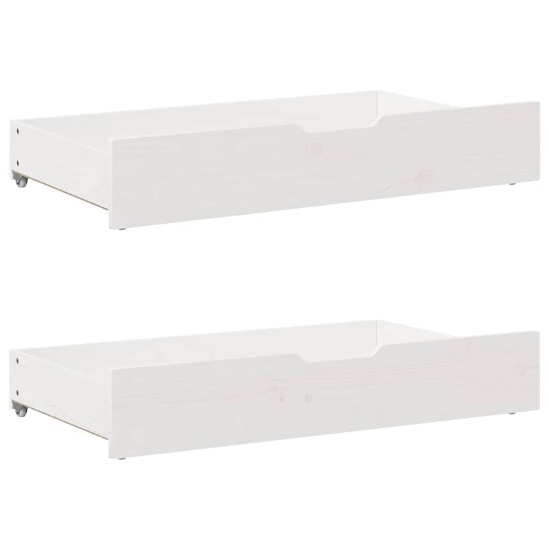 vidaXL Συρτάρια Κρεβατιού 2 τεμ Λευκό 95x55x17 εκ. Μασίφ Ξύλο Πεύκου