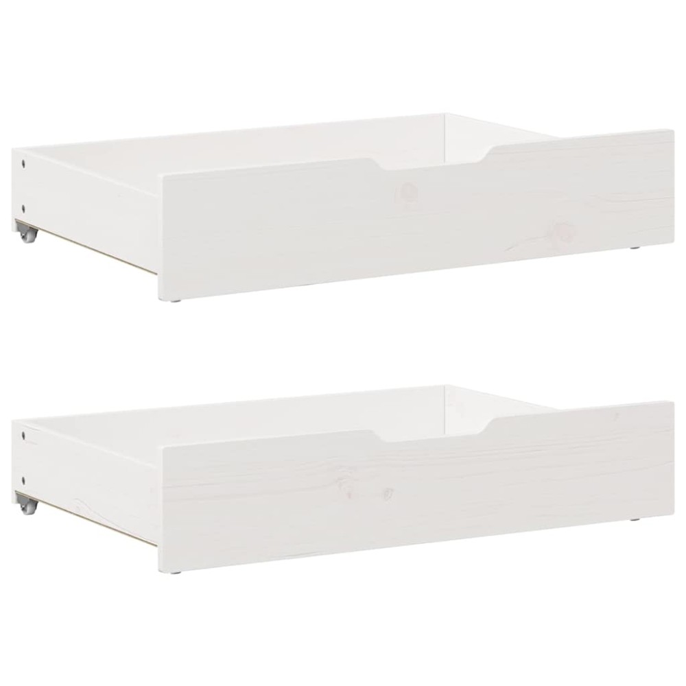vidaXL Συρτάρια Κρεβατιού 2 τεμ Λευκό 85x55x17 εκ. Μασίφ Ξύλο Πεύκου