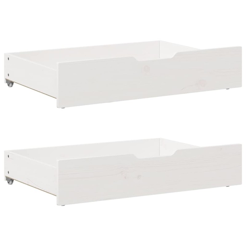 vidaXL Συρτάρια Κρεβατιού 2 τεμ Λευκό 85x55x17 εκ. Μασίφ Ξύλο Πεύκου