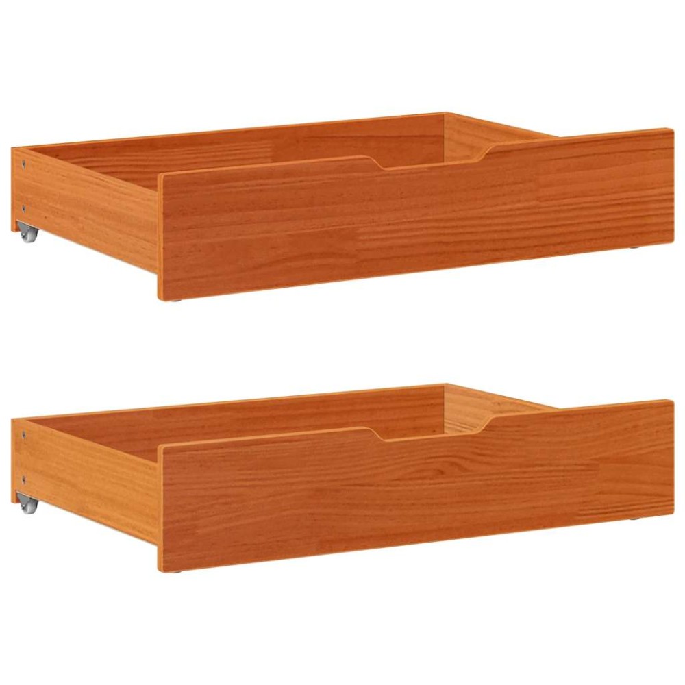 vidaXL Συρτάρια Κρεβατιού 2 τεμ 85x55x17 εκ. Καφέ Κεριού Μασίφ Πεύκο