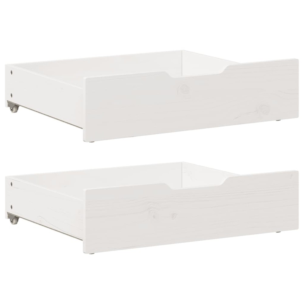 vidaXL Συρτάρια Κρεβατιού 2 τεμ Λευκό 75x55x17 εκ. Μασίφ Ξύλο Πεύκου
