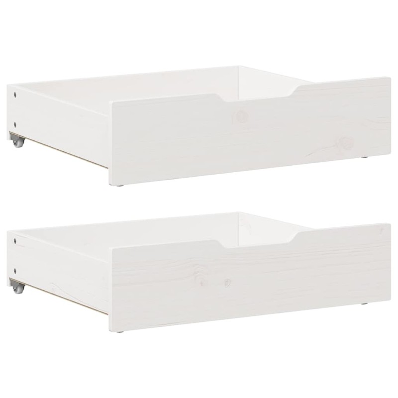 vidaXL Συρτάρια Κρεβατιού 2 τεμ Λευκό 65x55x17 εκ. Μασίφ Ξύλο Πεύκου