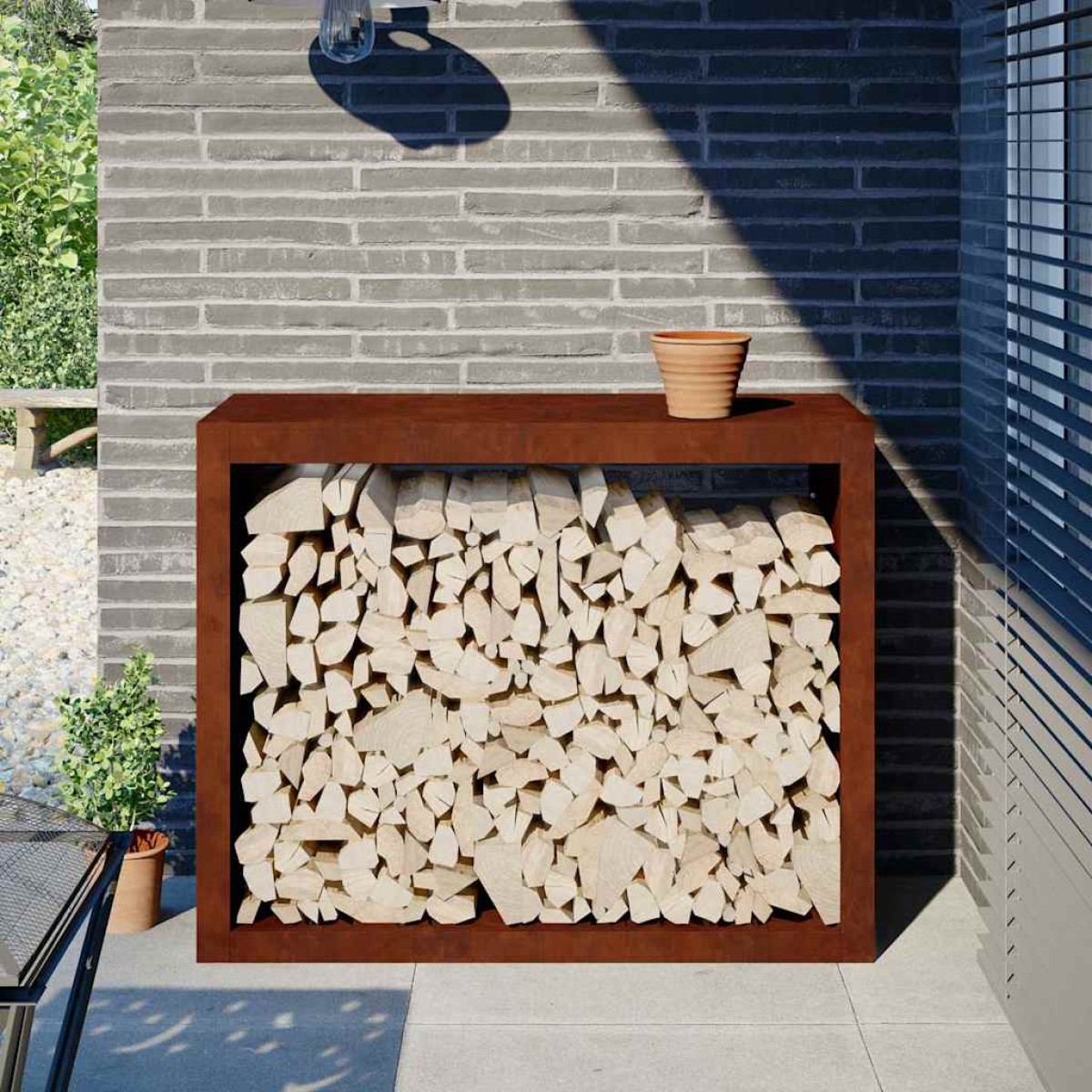 Ράφι για καυσόξυλα vidaXL 100x40x80 cm Ατσάλι σκληρυθέν στον αέρα