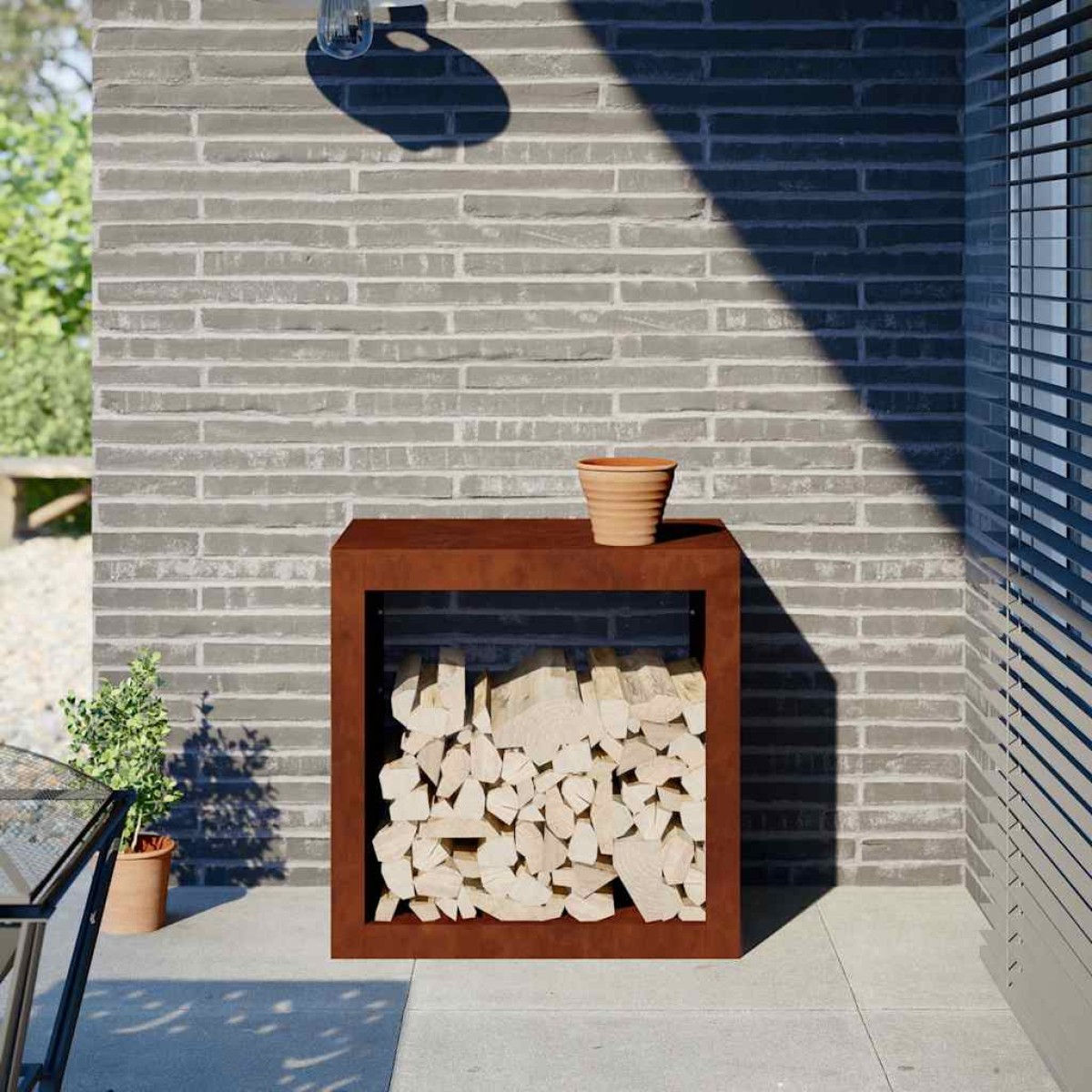 Ράφι για καυσόξυλα vidaXL 60x40x60 cm Ατσάλι σκληρυθέν στον αέρα
