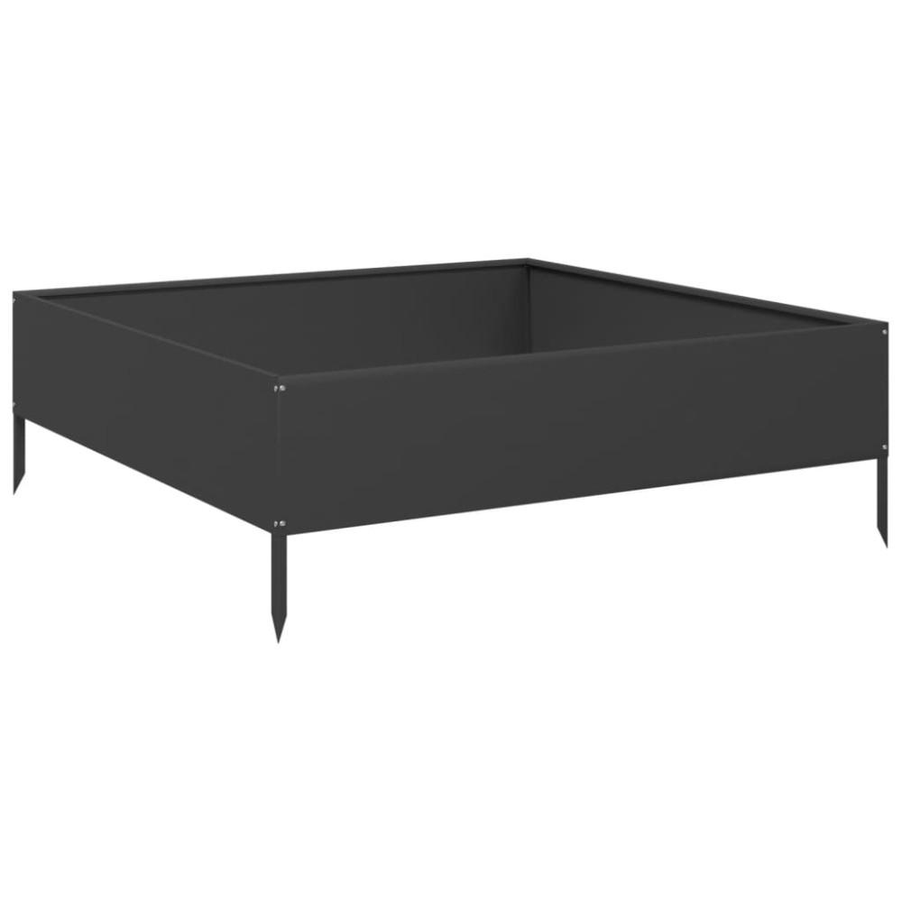 vidaXL Ζαρντινιέρα Υπερυψωμένη Μαύρο 100x100x33,5 εκ. Ατσάλι