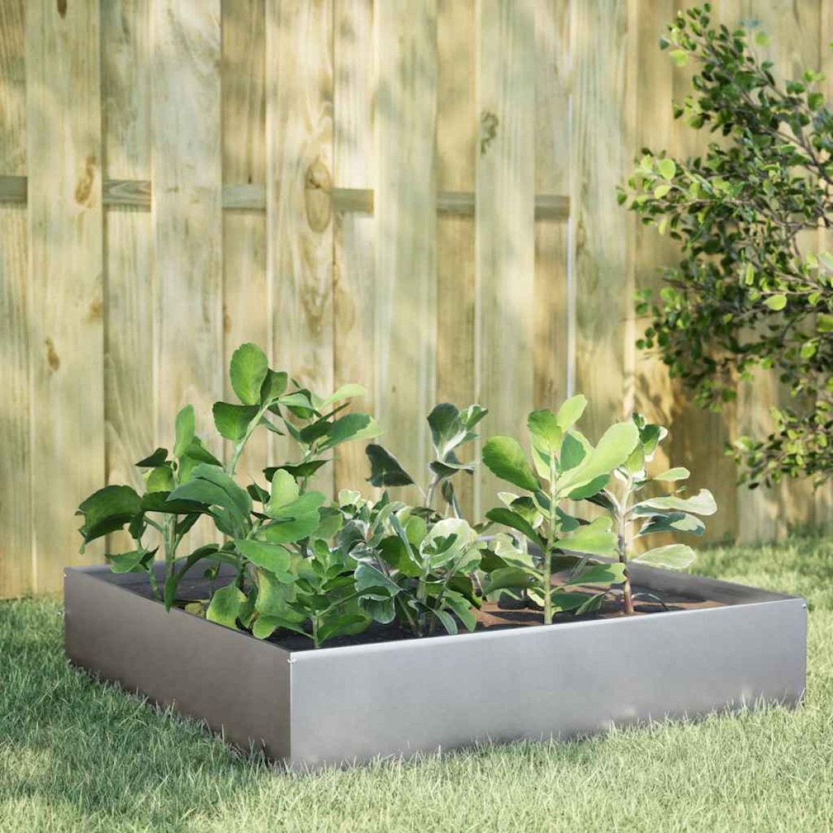 vidaXL Ζαρντινιέρα Υπερυψωμένη 100x100x33,5 εκ. Γαλβανισμένο Χάλυβα