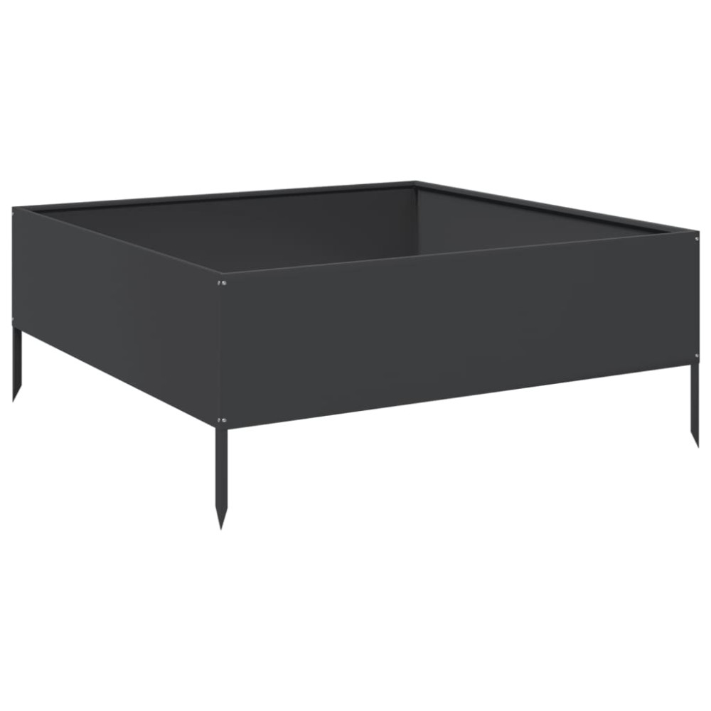 vidaXL Ζαρντινιέρα Υπερυψωμένη Μαύρο 100x100x41 εκ. Ατσάλι